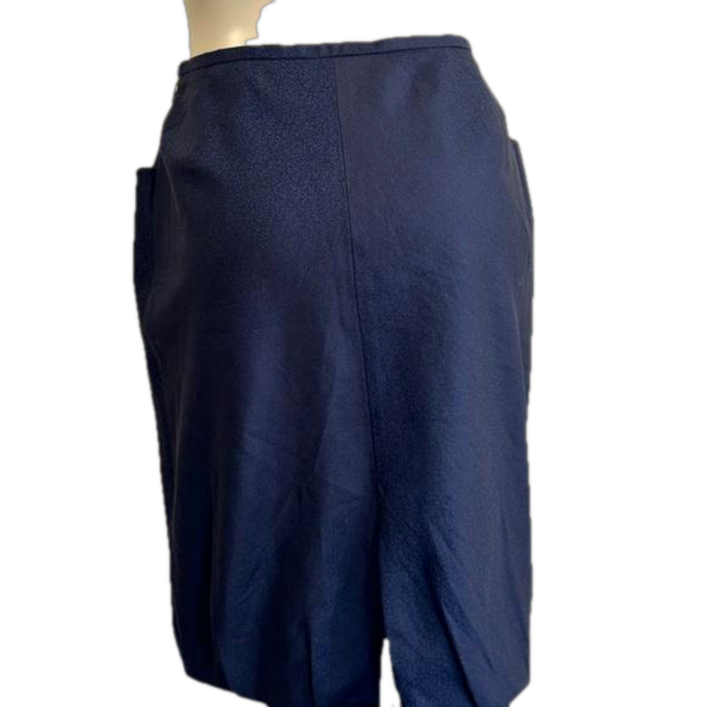 David Szeto Dark Blue Pencil Skirt Med